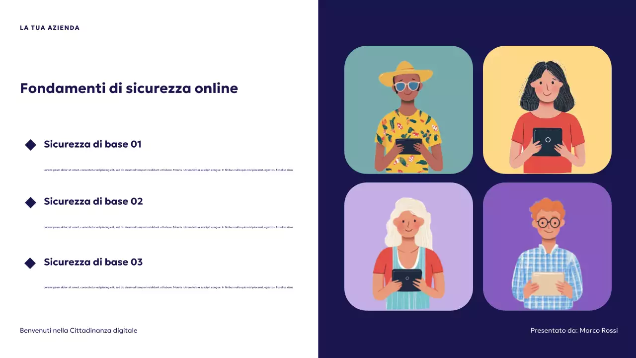 Presentazione sulla cittadinanza digitale futuristica blu