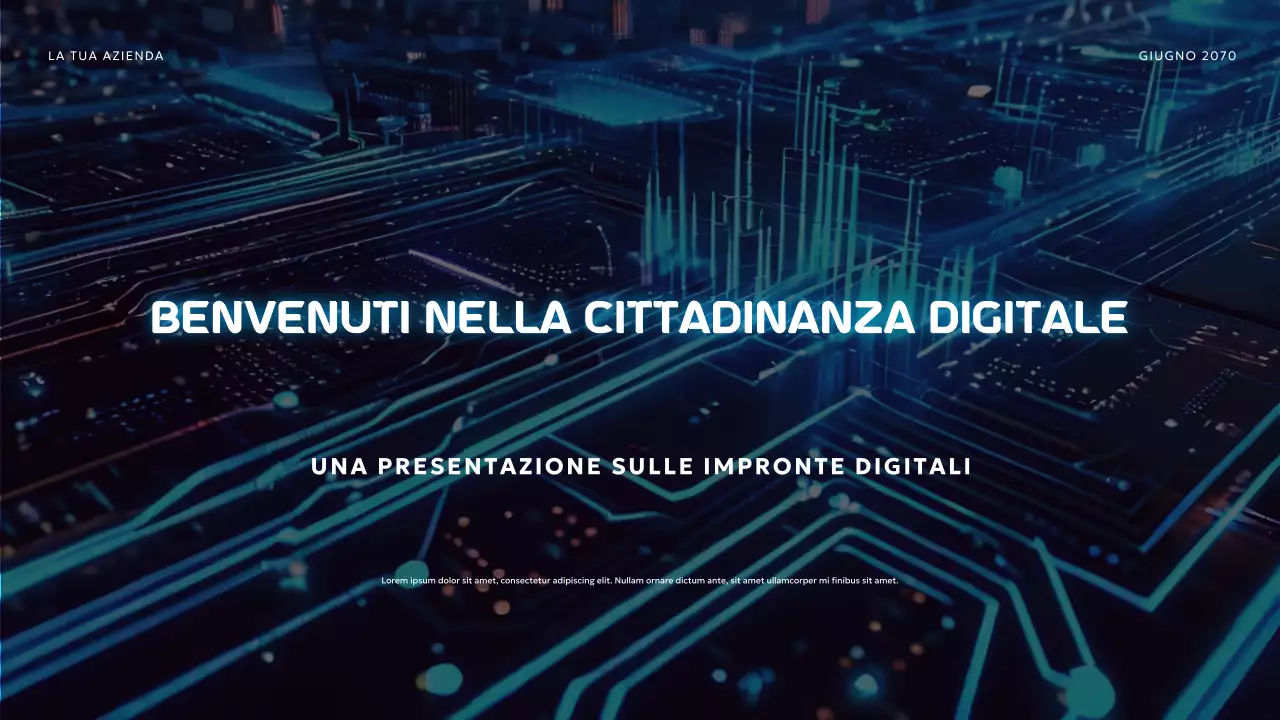 Presentazione sulla cittadinanza digitale futuristica blu