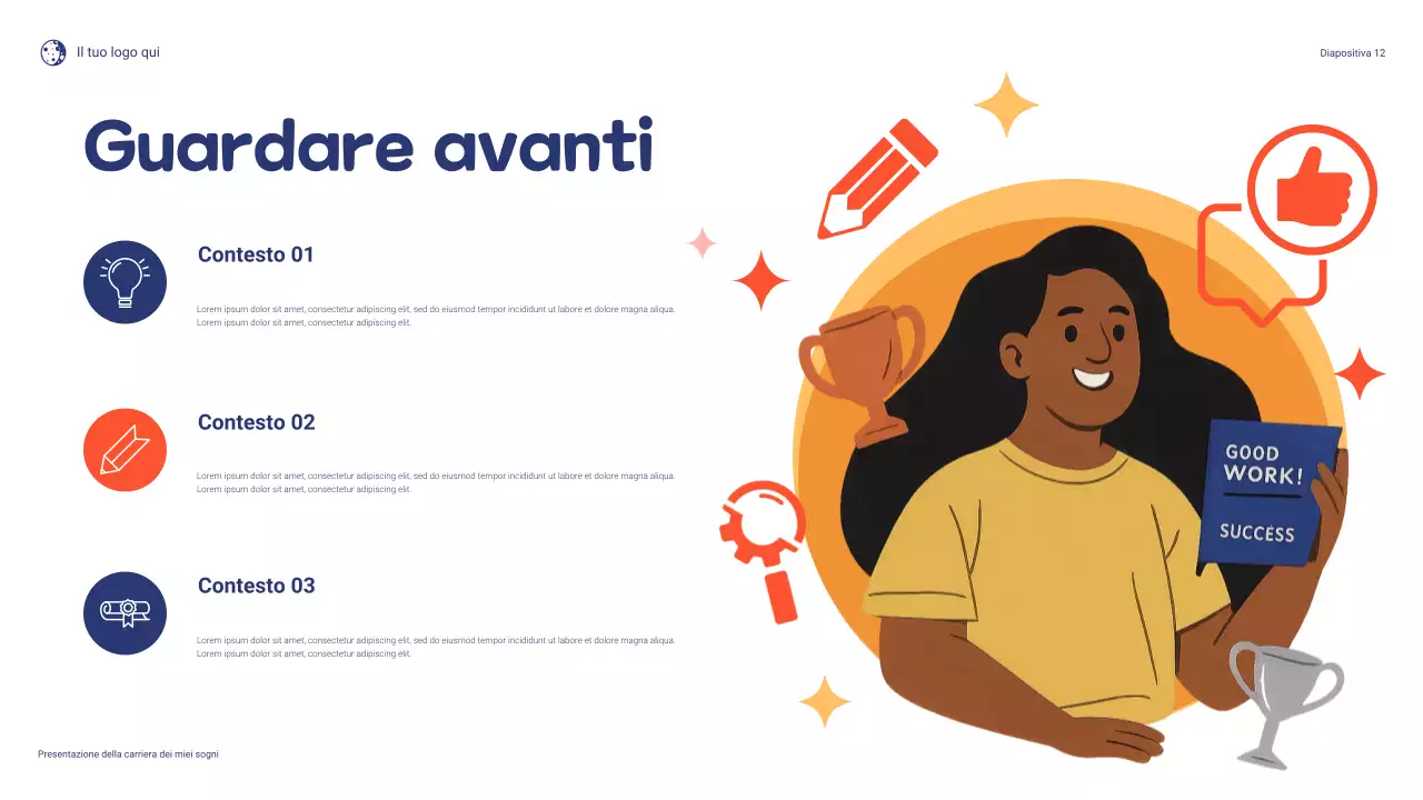 Presentazione del mio sogno di carriera: giocoso blu e arancione