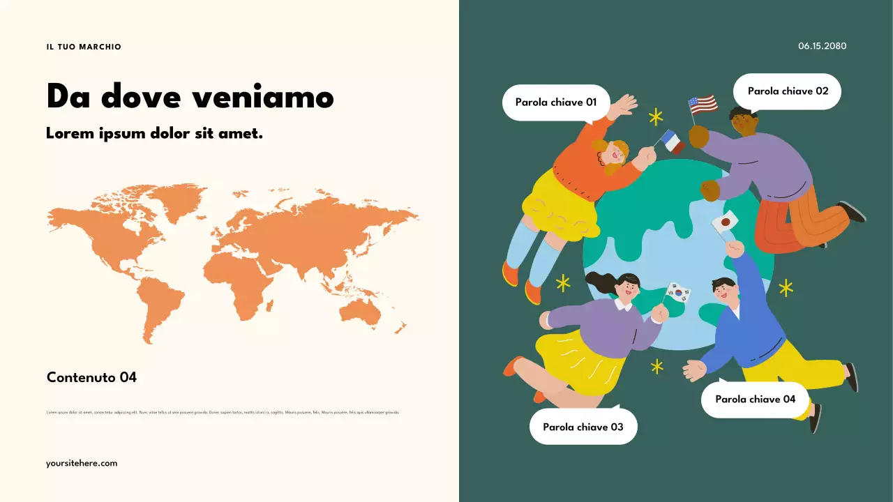 Presentazione della classe multiculturale retrò arancione