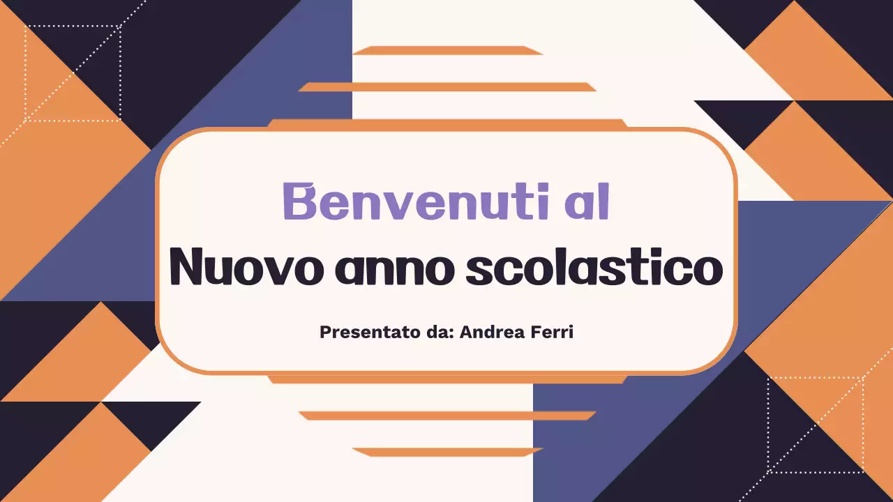 Presentazione del nuovo anno scolastico con motivo geometrico arancione