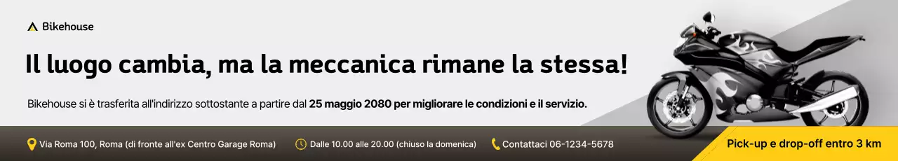 Avviso per officina di riparazione motociclette Black Modern