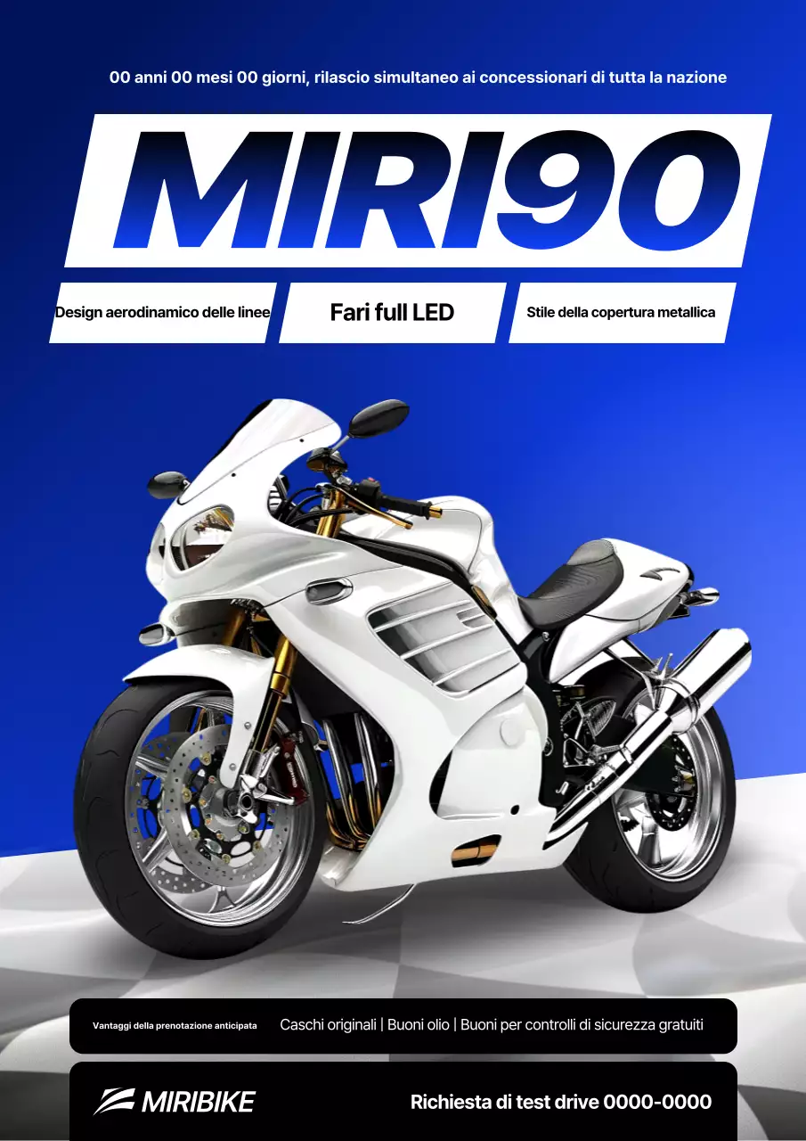 Promozione di lancio della motocicletta moderna blu