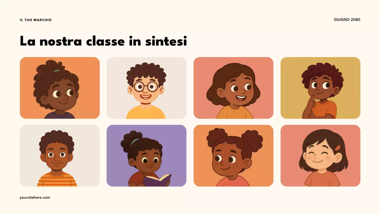 Presentazione della classe multiculturale retrò arancione