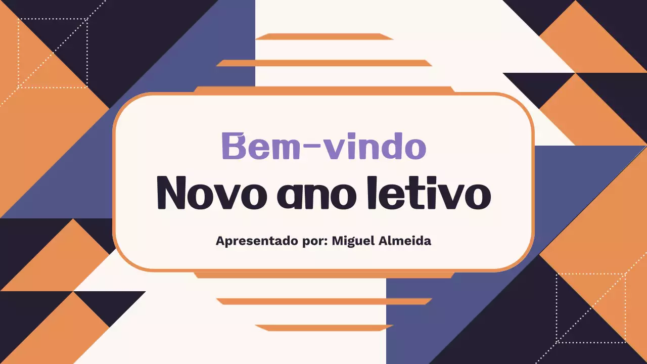 Apresentação geométrica laranja do novo ano letivo