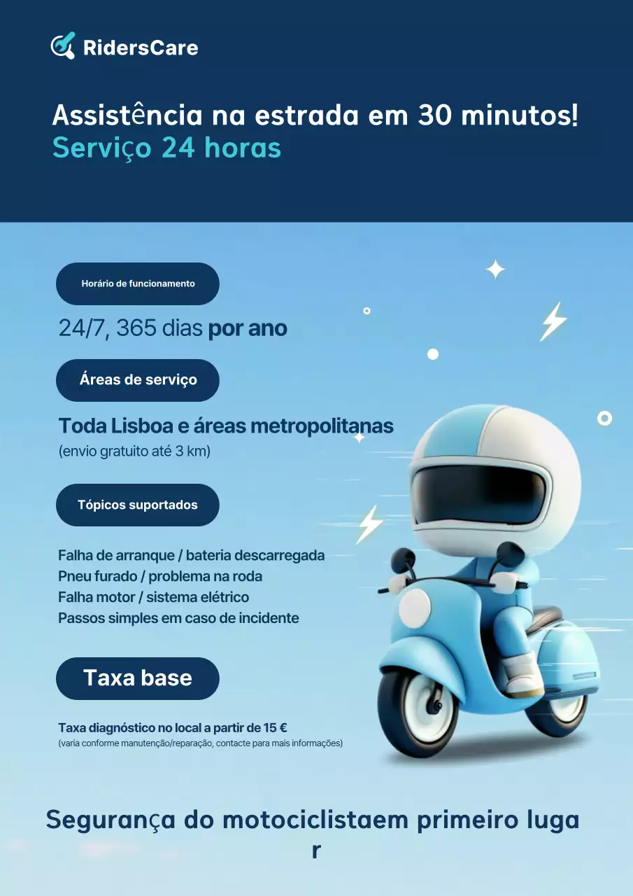 Anúncio de resposta de emergência de motocicleta moderna azul-celeste