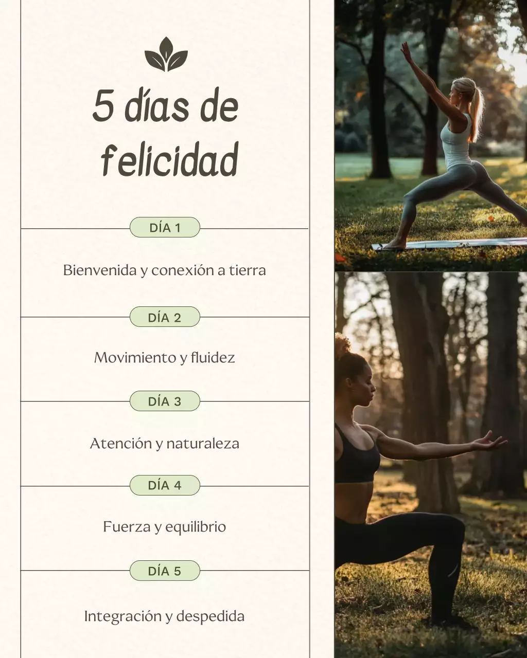 Publicación de Instagram del programa de bienestar de yoga minimalista beige