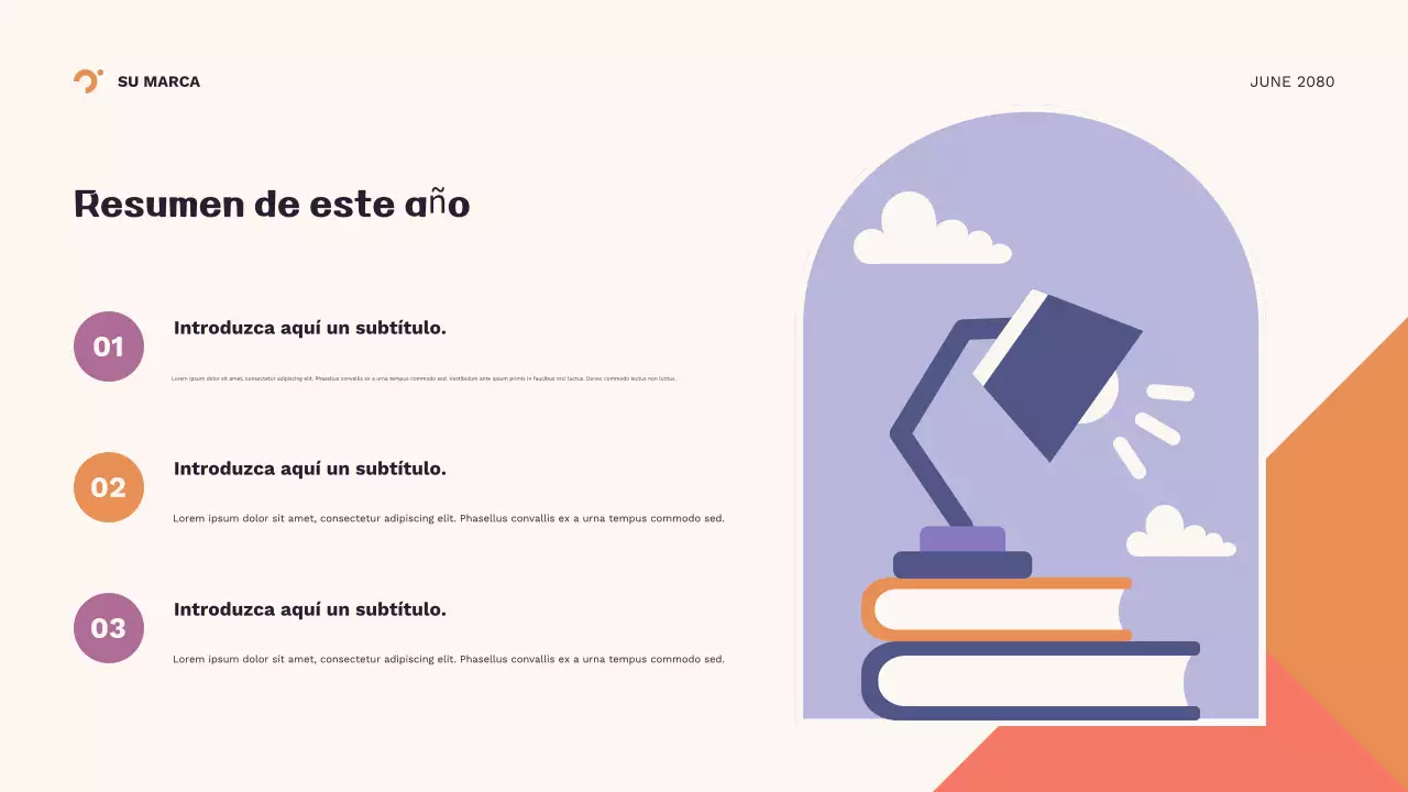 Presentación geométrica naranja del nuevo año escolar