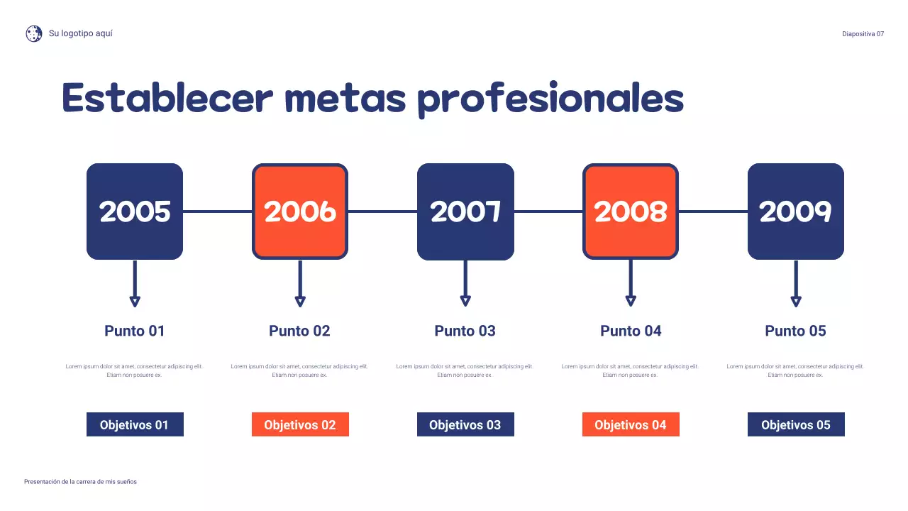 Presentación lúdica de mi carrera soñada en azul y naranja