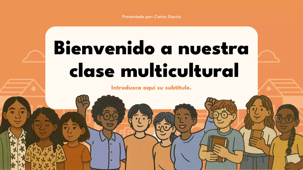 Presentación de la clase multicultural retro naranja