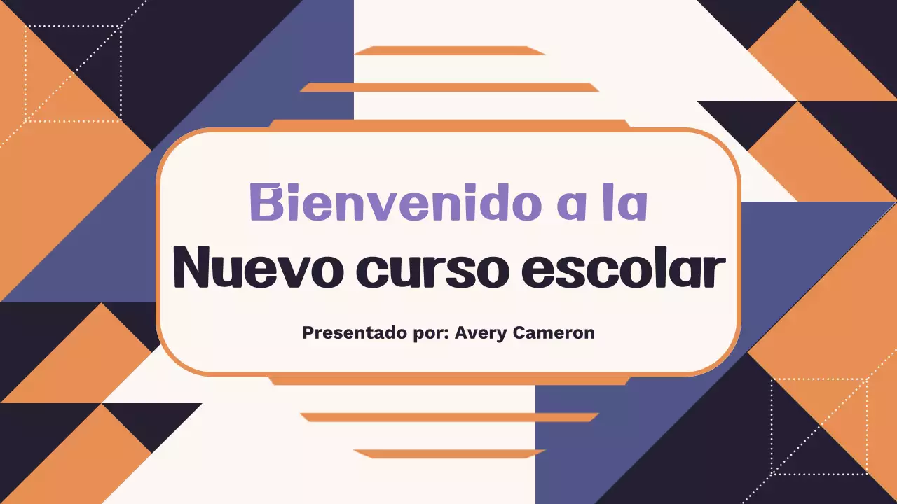 Presentación geométrica naranja del nuevo año escolar