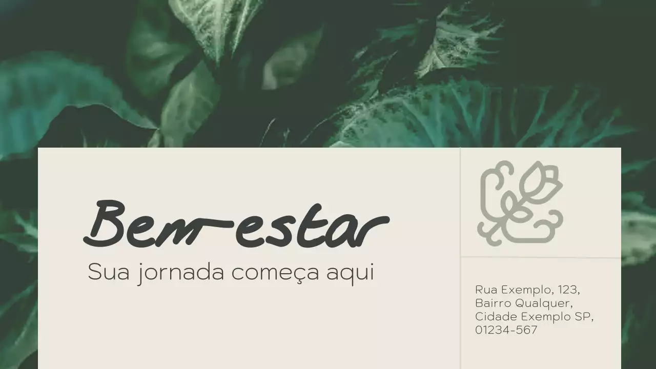 Apresentação do Cartão de Bem-Estar Minimalista Verde