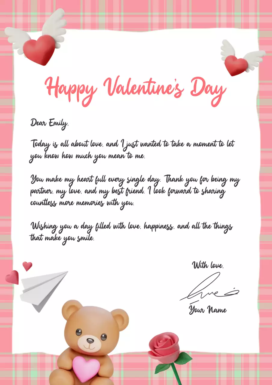 Pink Cute Valentines Love Letter Poster
