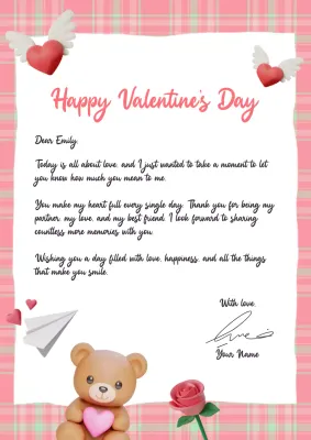 Pink Cute Valentines Love Letter Poster