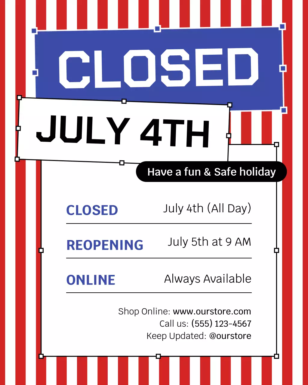 Blue Neo-Brutalism Holiday Closure Announcement Instagram Post