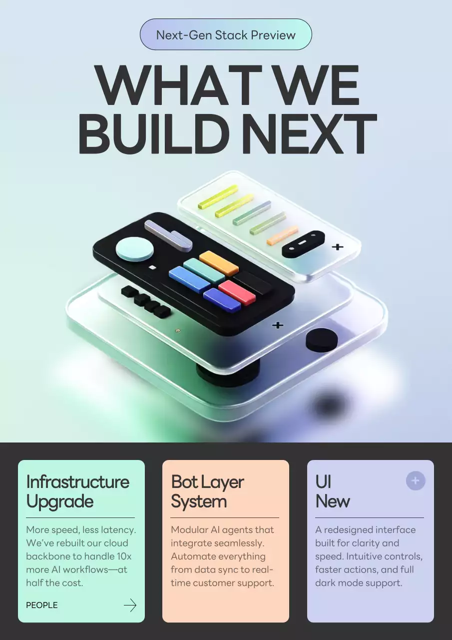 Mint Glassmorphism 3D Style UI System Announcement Poster