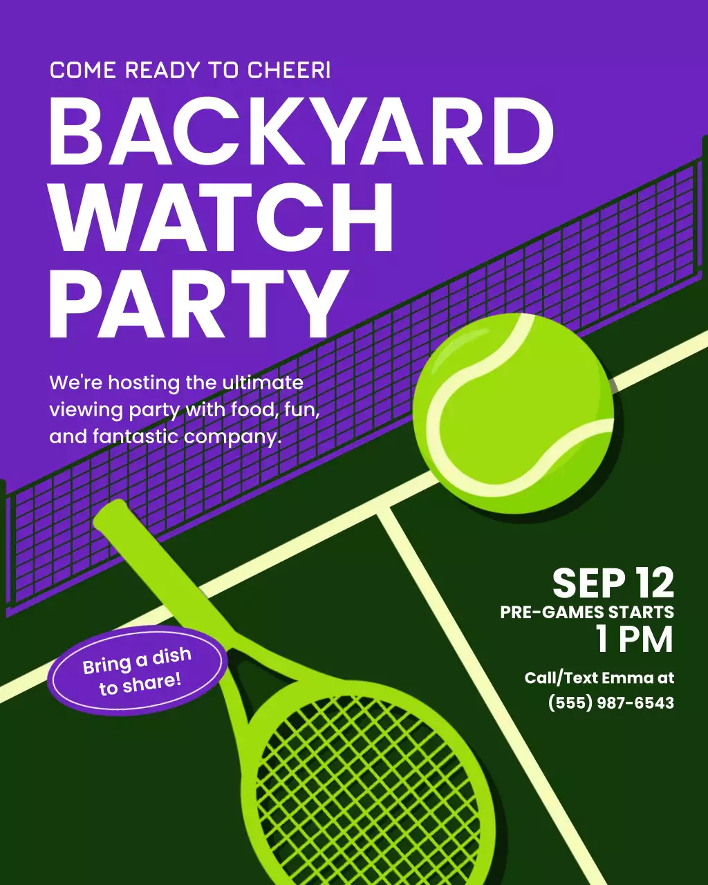 Green Illustrative Tennis Watch Party Instagram Post