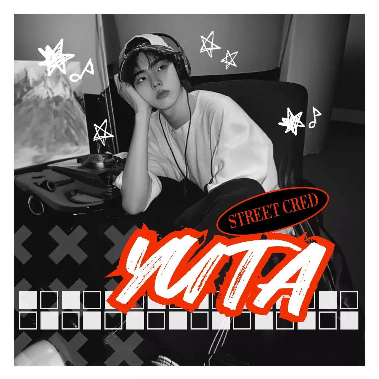 白黒 モダン ストリート ポスター 推し活