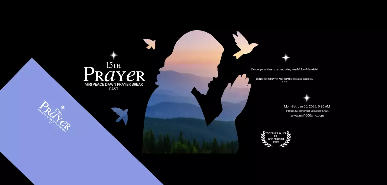 Church prayer meeting promotion with Jesus silhouette with photo