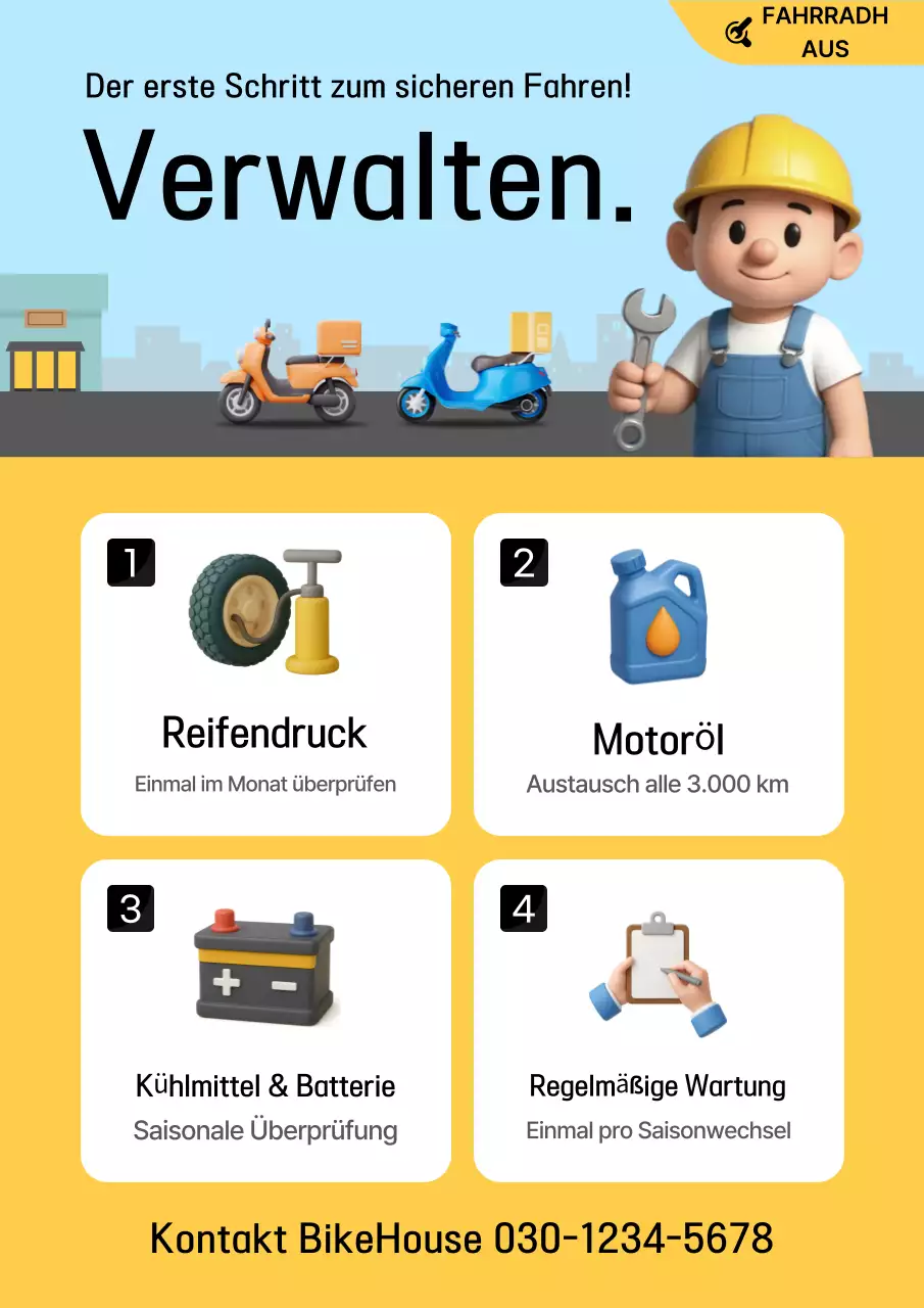 Yellow Simple Bike Fahrzeug-Wartungshandbuch