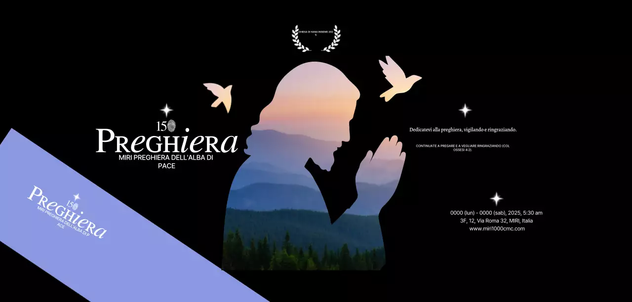 Promozione dell'incontro di preghiera in chiesa con la silhouette di Gesù con foto