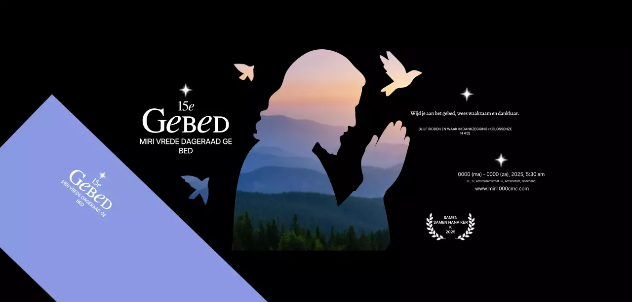 Promotie van een gebedsbijeenkomst in de kerk met Jezus-silhouet en foto