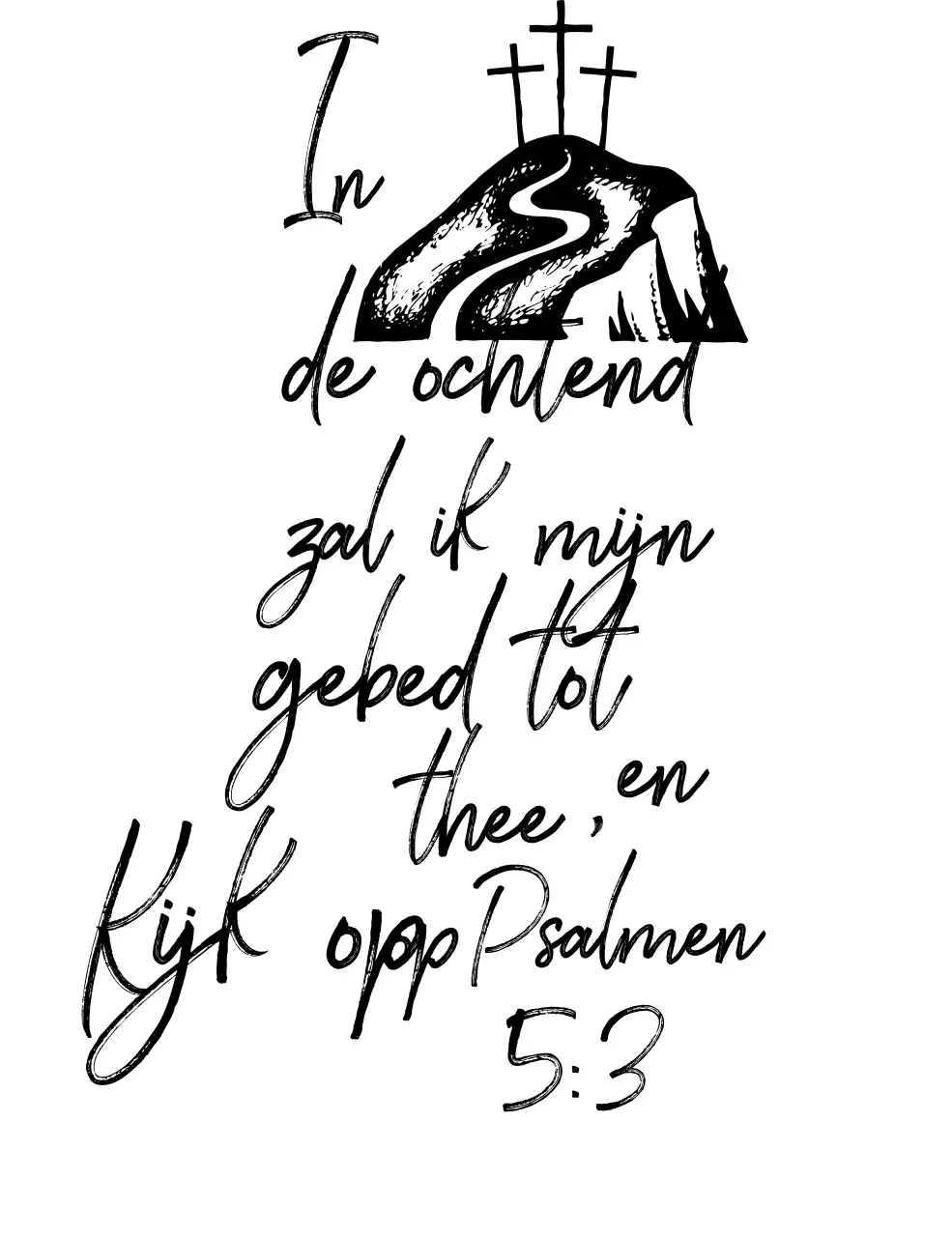 Eenvoudige Bijbelversen uit de kerk met de heuvel Golgotha