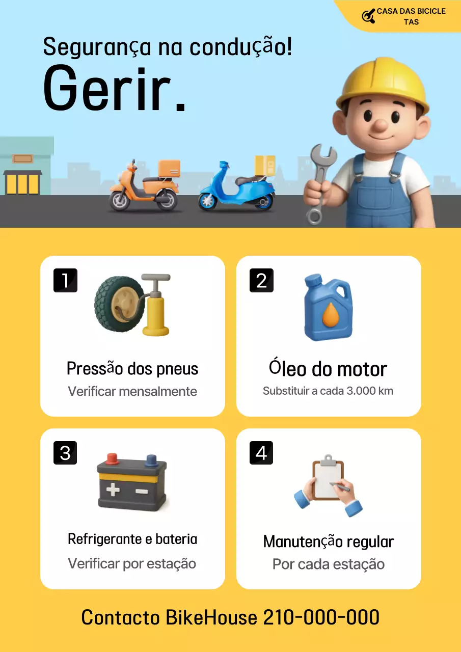 Guia de Manutenção de Veículos de Bicicleta Simples Amarelo