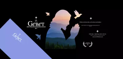 Werbung für das Gebetstreffen der Kirche mit der Silhouette von Jesus mit Foto