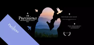 Promozione dell'incontro di preghiera in chiesa con la silhouette di Gesù con foto