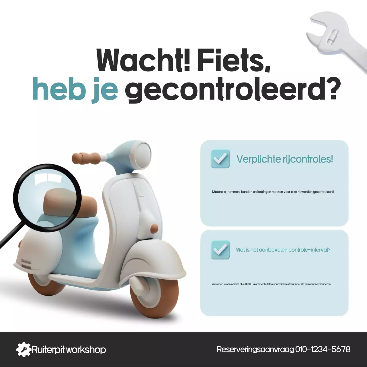 Hemelsblauwe eenvoudige fietsonderhoudsgids