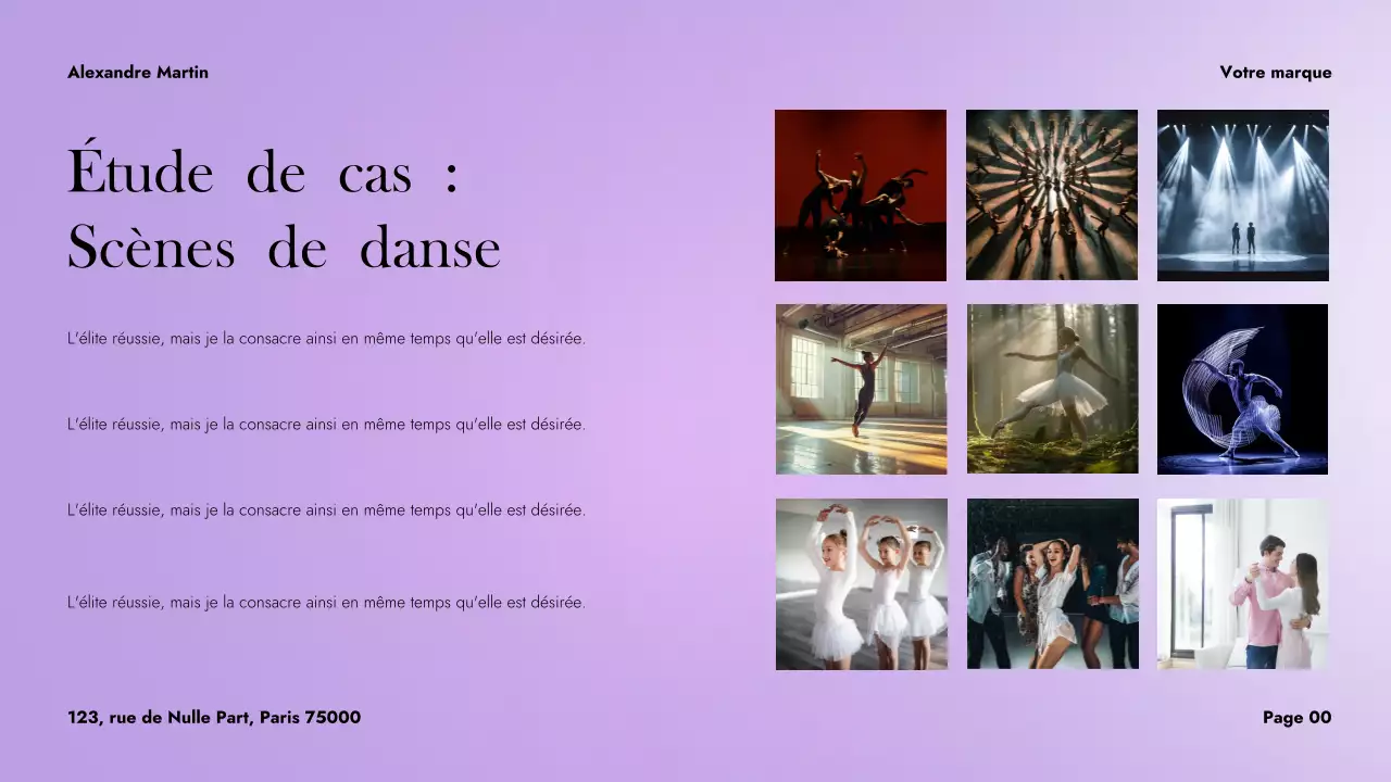 Présentation de danse abstraite violette