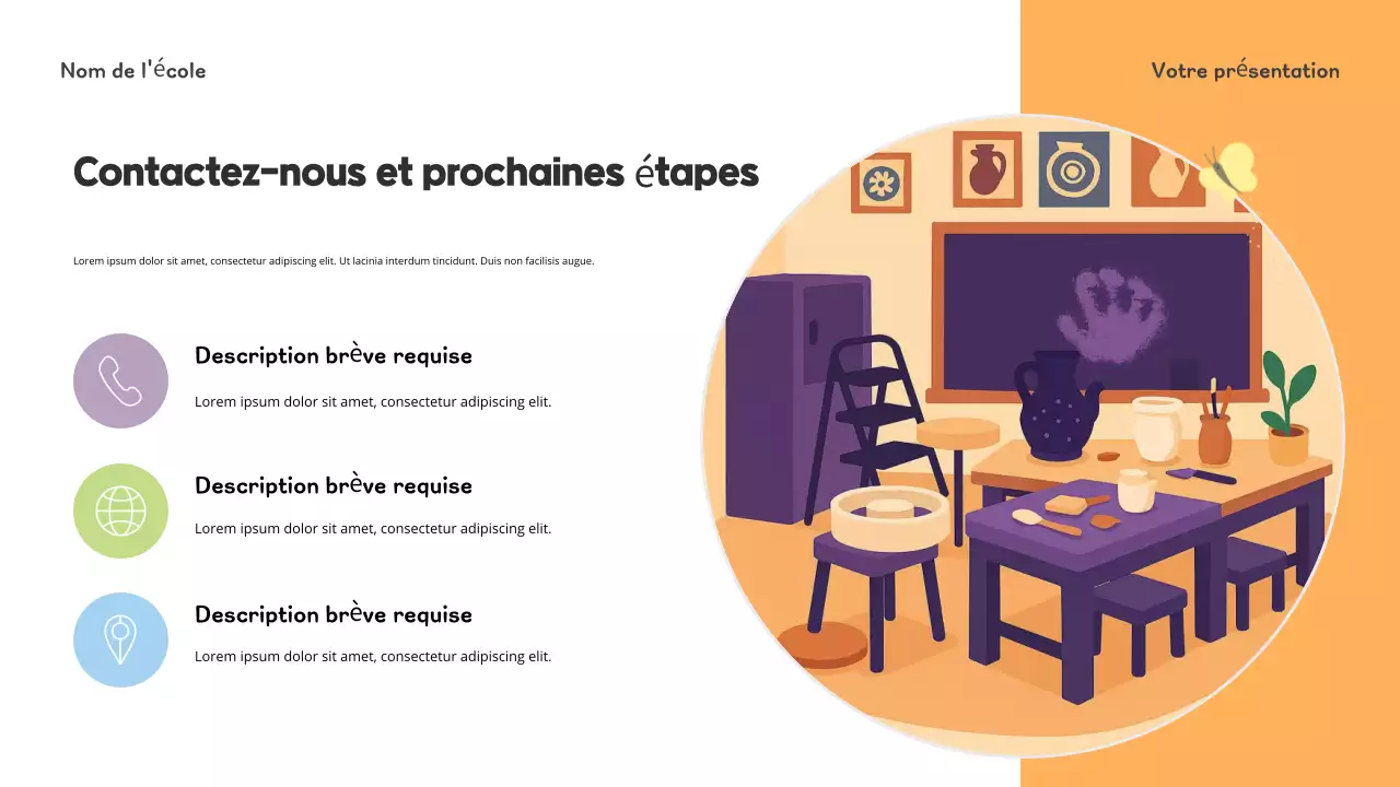 Présentation de l'école maternelle ludique bleue