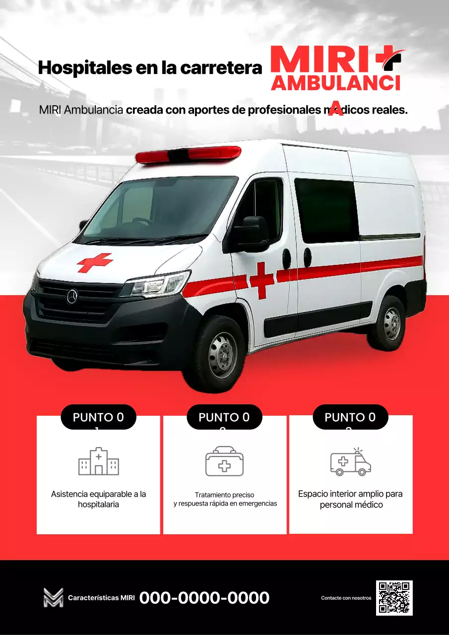 Promoción de vehículos médicos modernos de color rojo