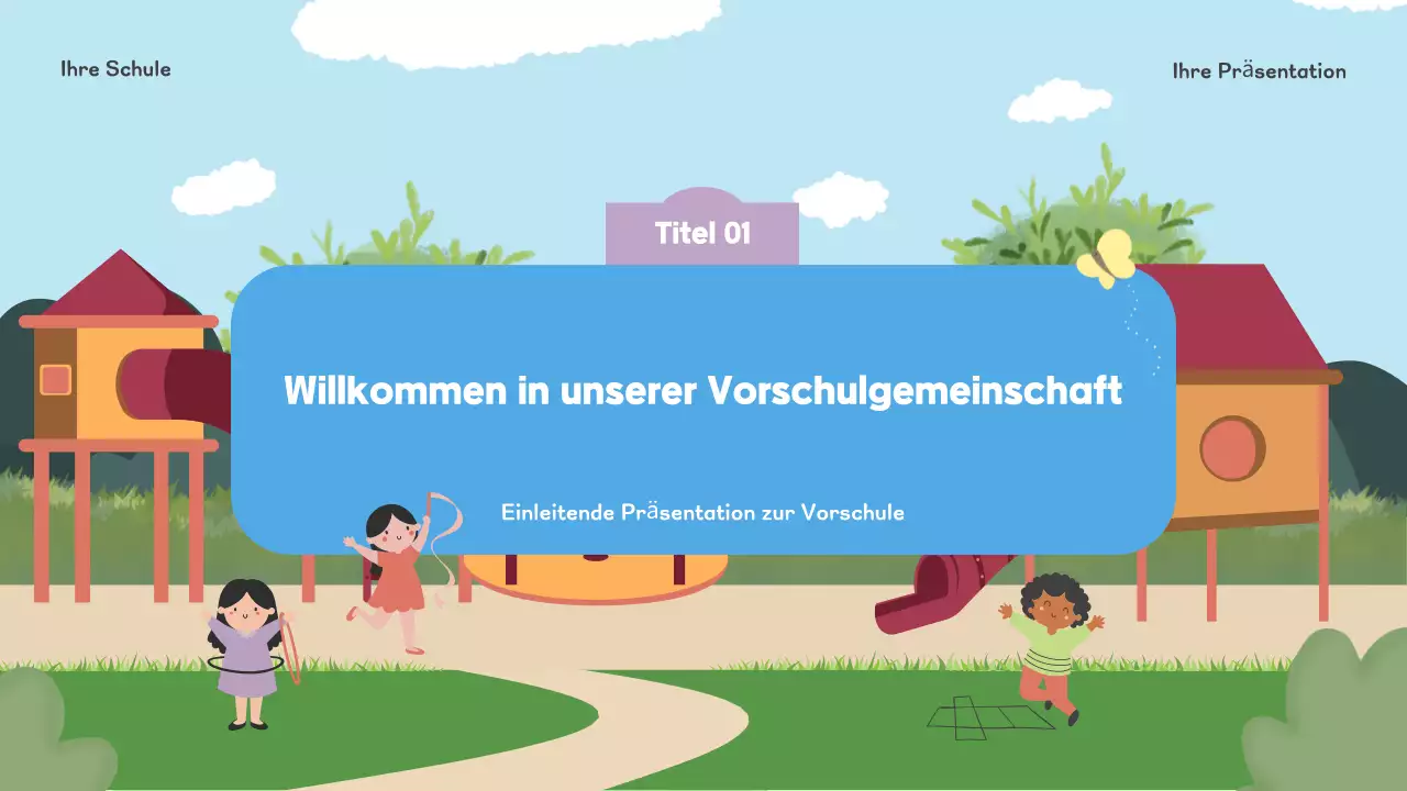 Blaue spielerische Vorschuleinführung Präsentation