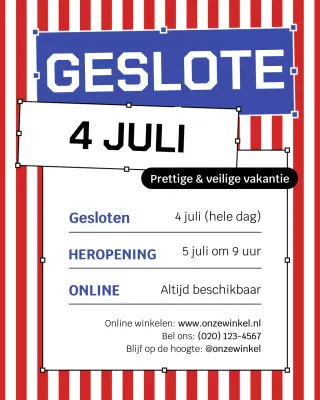 Instagram-bericht over de sluiting van de Blue Neo-Brutalism-vakantie