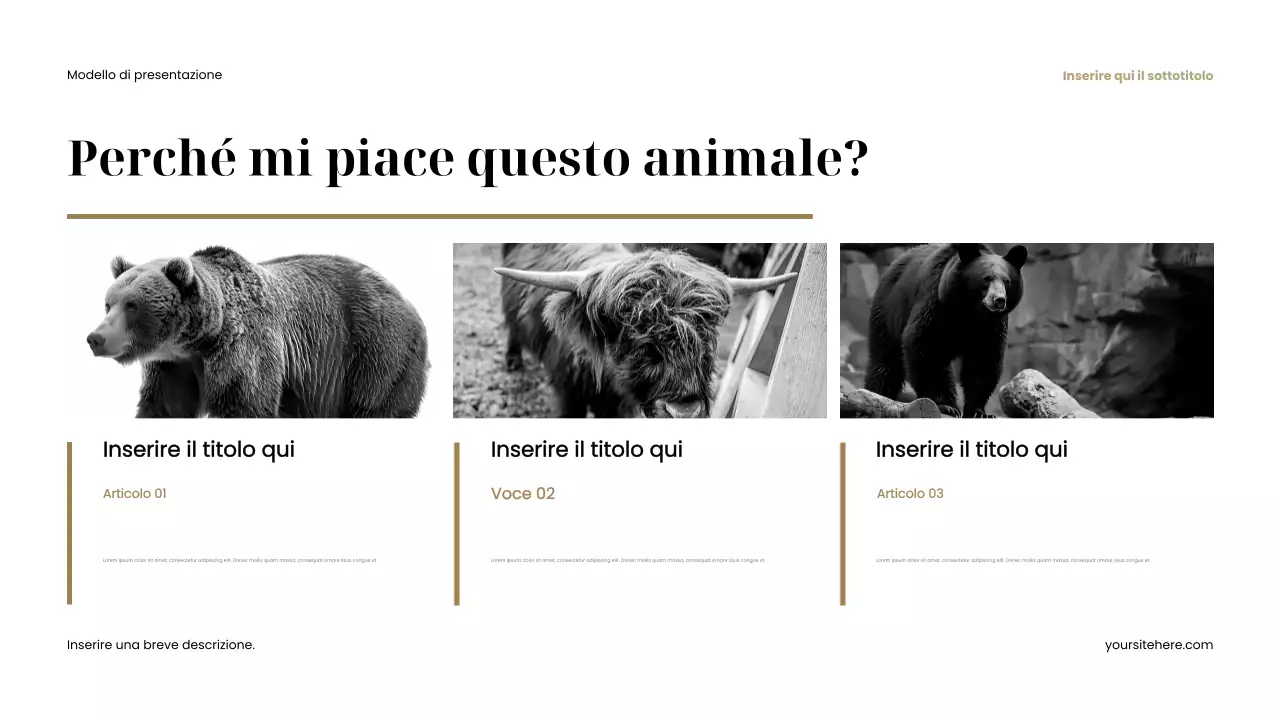 Presentazione di animali rustici marroni