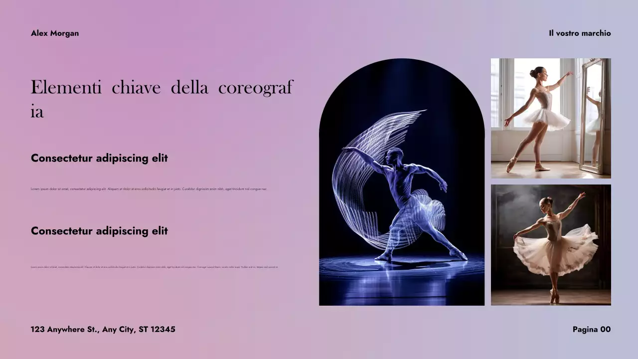 Presentazione di danza astratta viola