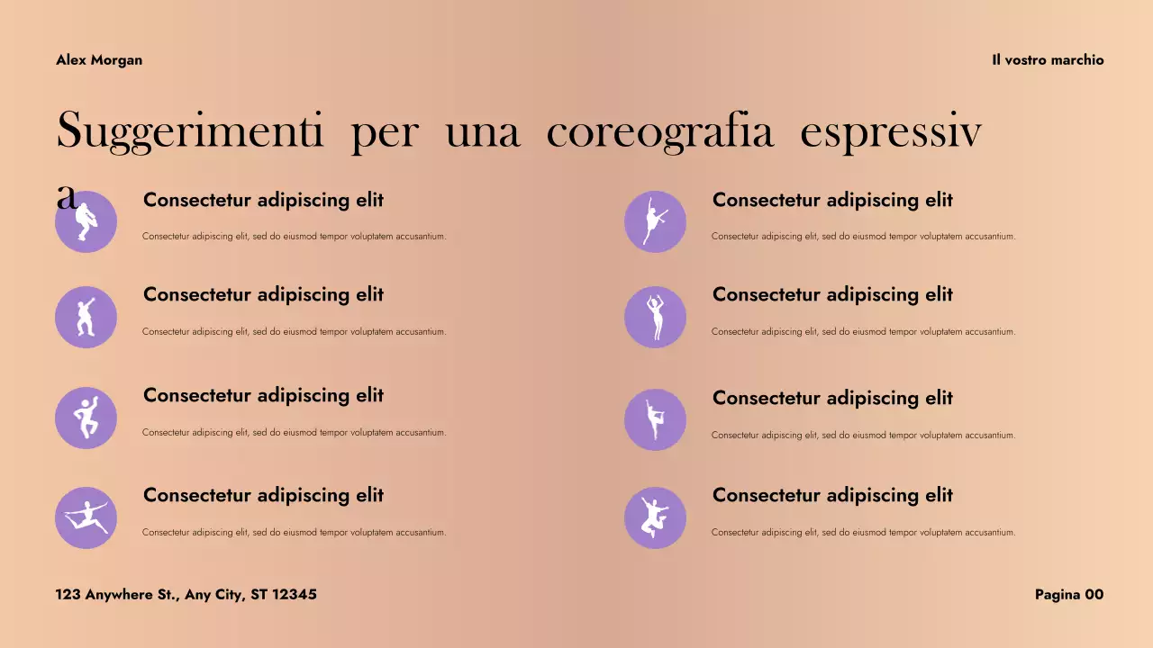 Presentazione di danza astratta viola