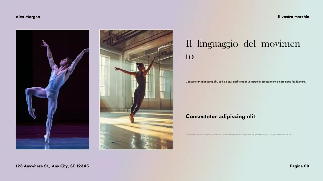 Presentazione di danza astratta viola