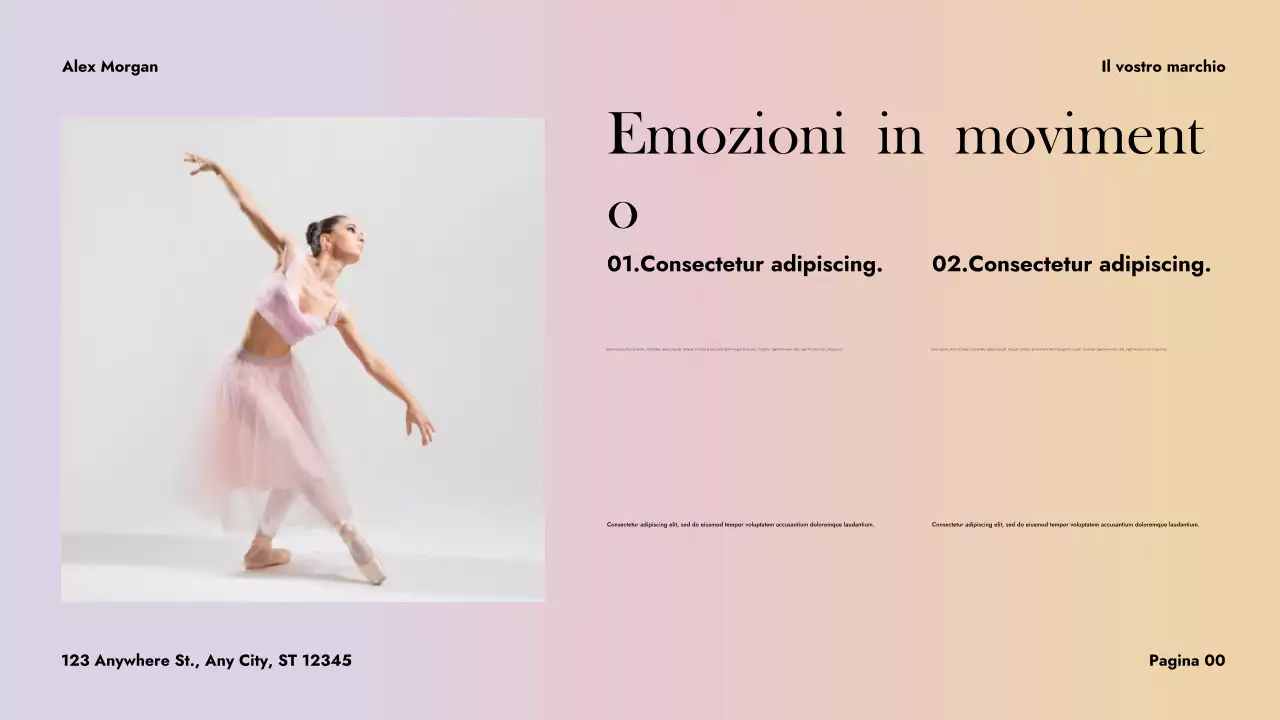 Presentazione di danza astratta viola