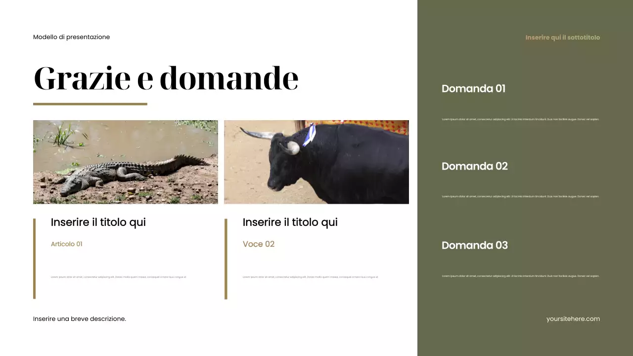 Presentazione di animali rustici marroni