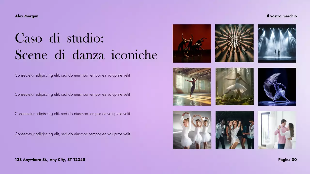 Presentazione di danza astratta viola