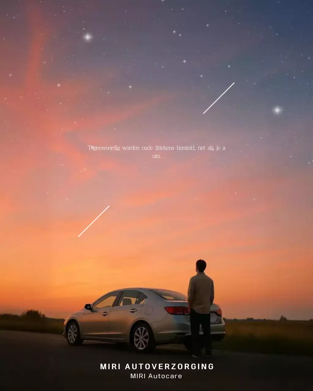 Oranje moderne auto-advertentie