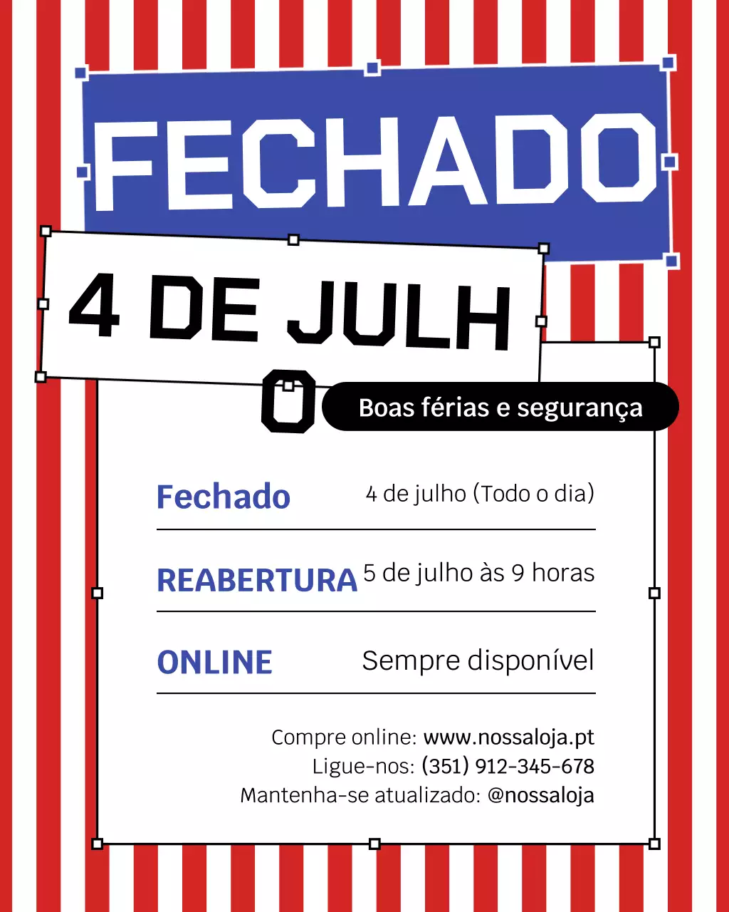 Postagem no Instagram sobre o fechamento do feriado do Blue Neo-Brutalism