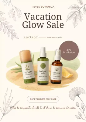 Promotion des soins de la peau botaniques beiges