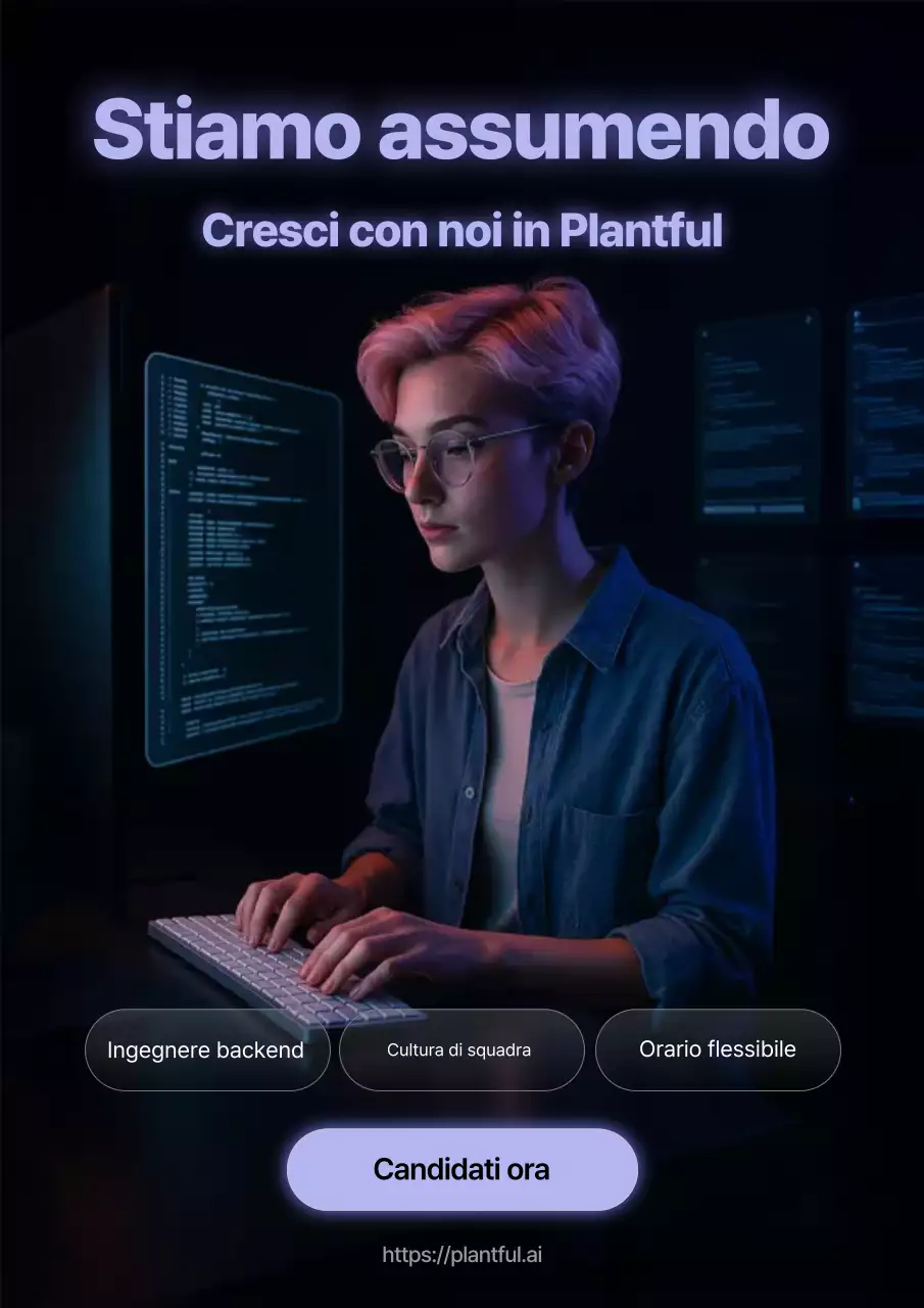 Annuncio di assunzione viola neon