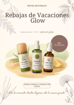 Promoción de productos botánicos para el cuidado de la piel en beige