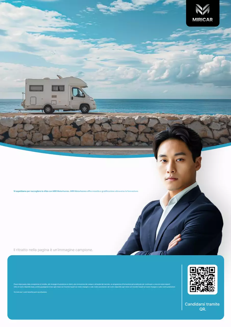 Reclutamento per la formazione di camper moderni Sky Blue