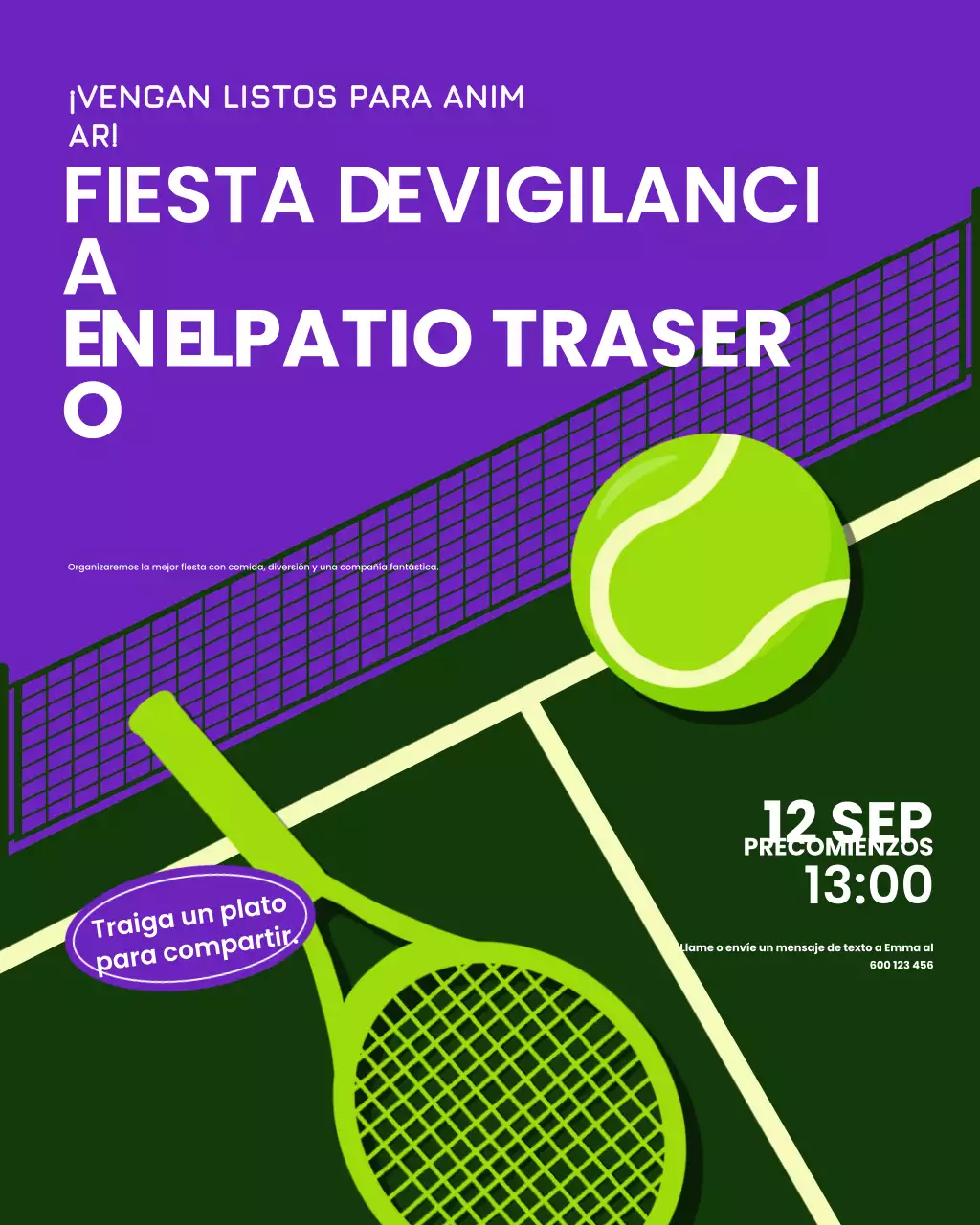 Publicación ilustrativa de Instagram de una fiesta de tenis en verde